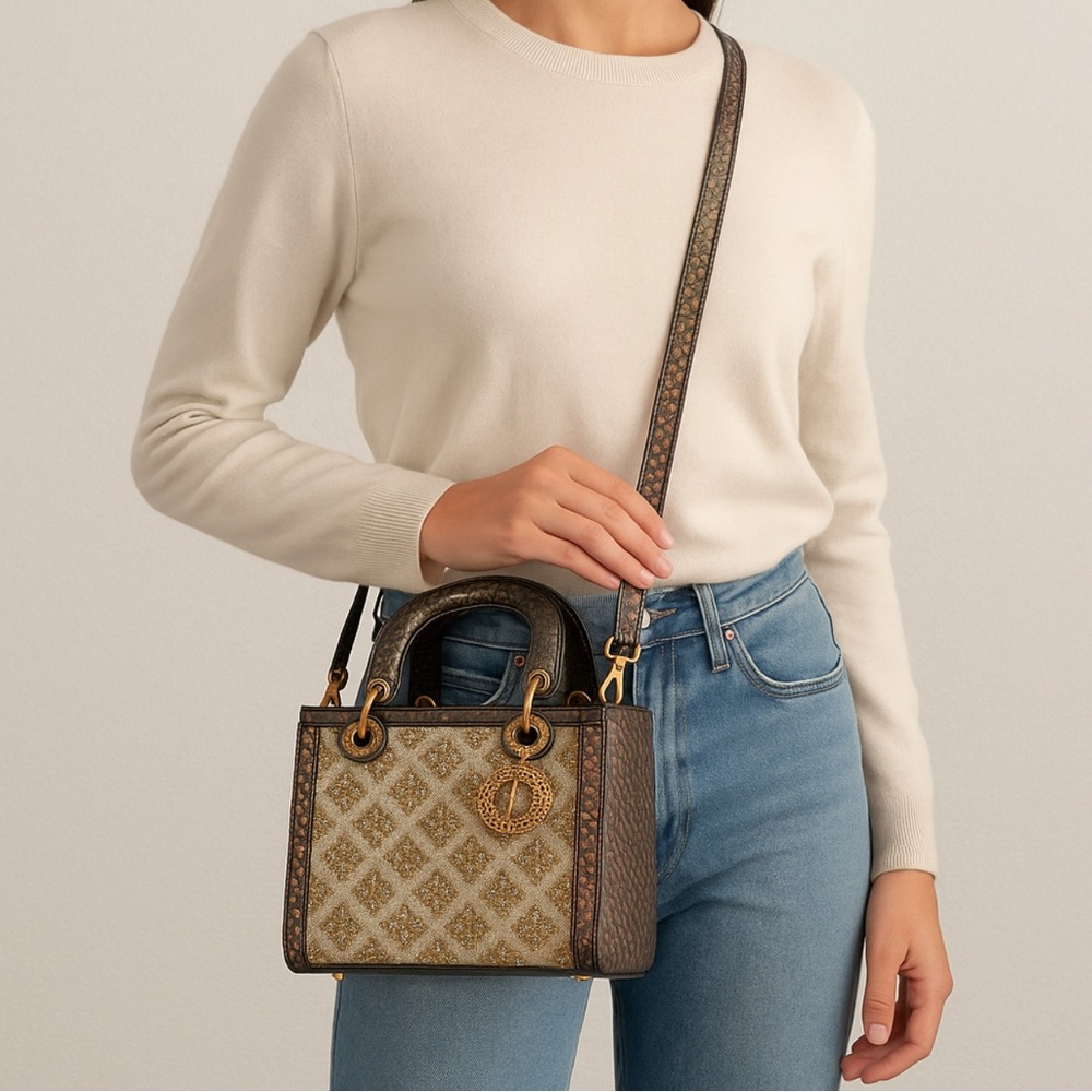 Elegant Brown Patterned Handbag